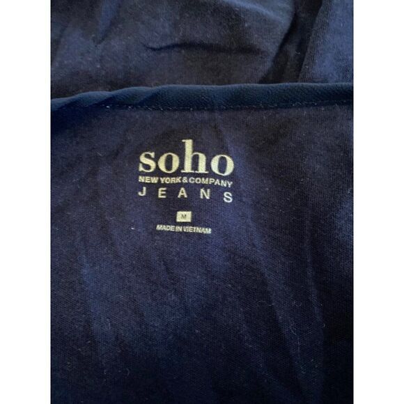 SOHO New York & Co women's navy blue fringe sleeveless racerback tank top size M - Picture 4 of 6